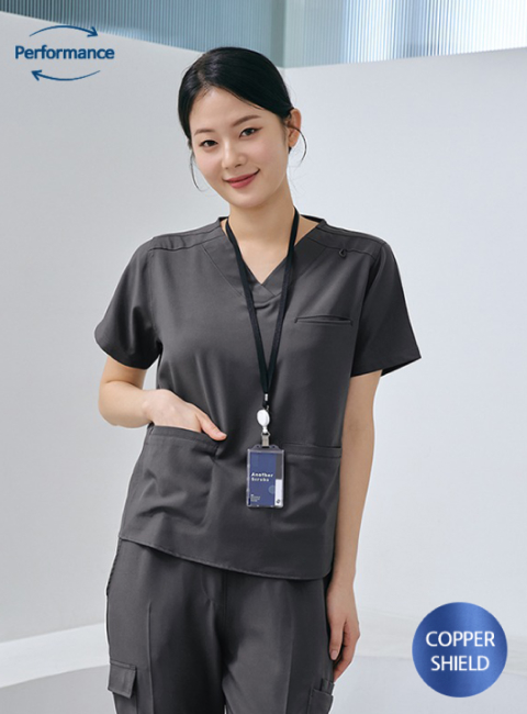 여성 V넥 히든포켓 카퍼쉴드 스크럽 티셔츠 (4color)